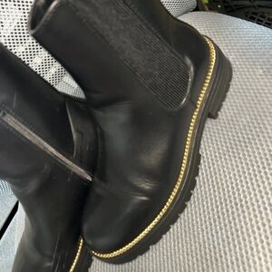 New Look Black Ankle Boots with Gold Trim